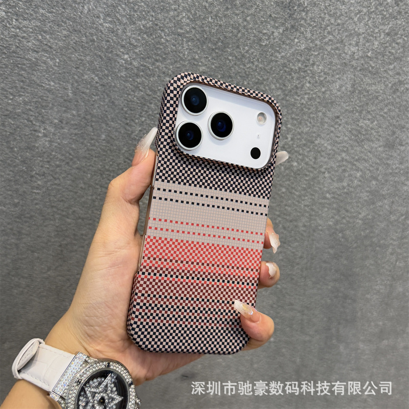 适用iPhone17promax凯夫拉纹磁吸手机壳苹果16磨砂超薄PC防摔套15|undefined