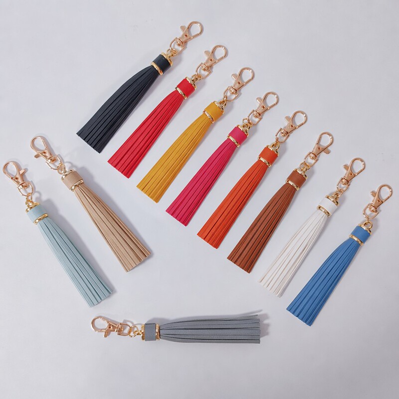 Cross-Border Tassel Keychain with the Same Color Leather Tassel Keychain School Bag Pendant Tassel Braided Rope Key Pendant Cross-Border Tassel Keychain with the Same Color Leather Tassel Keychain School Bag Pendant Tassel Braided Rope Key Pendant