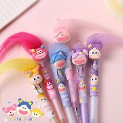 Hair-raising doll action pen, cute student neutral pen, high-quality and ugly cute, quick-drying exam-taking pen, 0.5 black pen