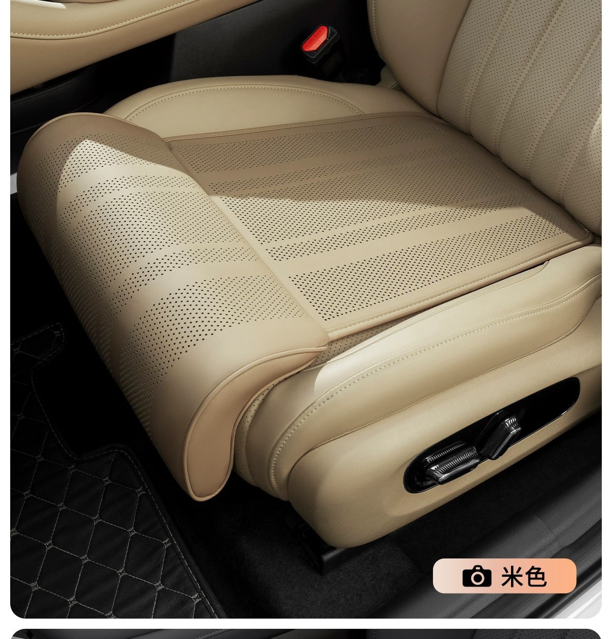 Car seat cushion with extended leg rest for driver and passenger seats, integrated foam leg support for rear seats, suitable for all seasons