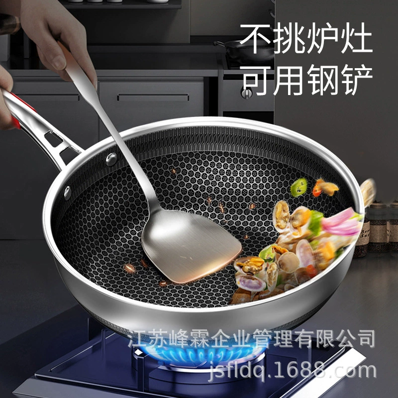Кастрюля Conobak для жарки и тушения универсальная, 316L нержавеющая сталь, плоское дно, для дома, с малым дымообразованием, с двусторонним узором