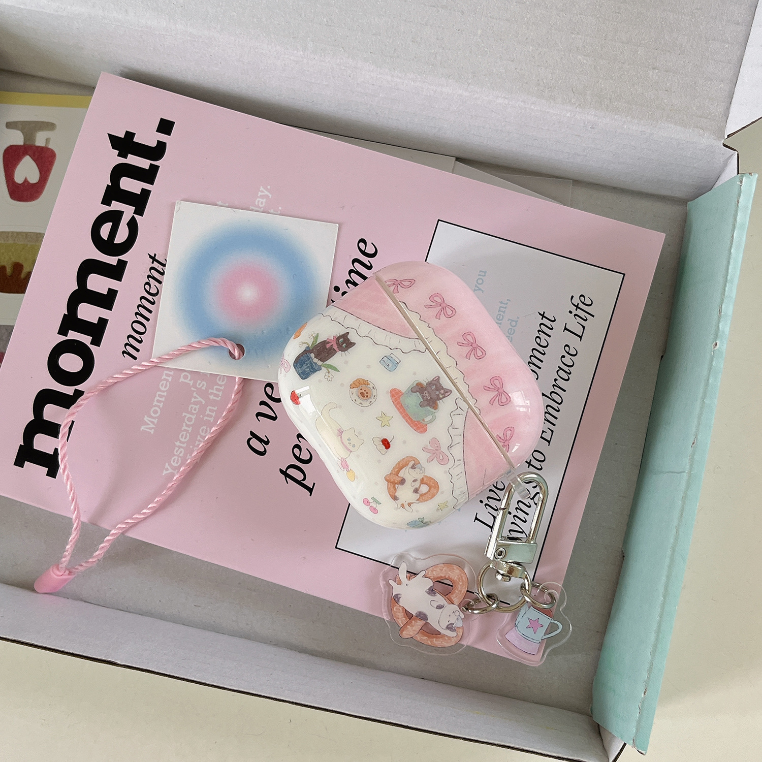 Chicas de nicho corazón agua alcalina nudo gato para auriculares AirpodsPro2 nuevo colgante de 1/2 generación nuevo 3/4 generación