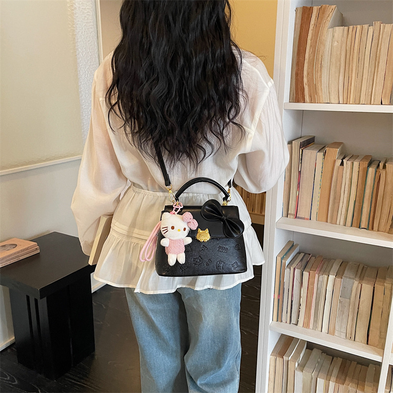 Bolso de hombro de moda coreana de mujeres dibujos animados lindos colgantes de impresión bolso de mano bolso de mano dulce fresco bolso pequeño image 2
