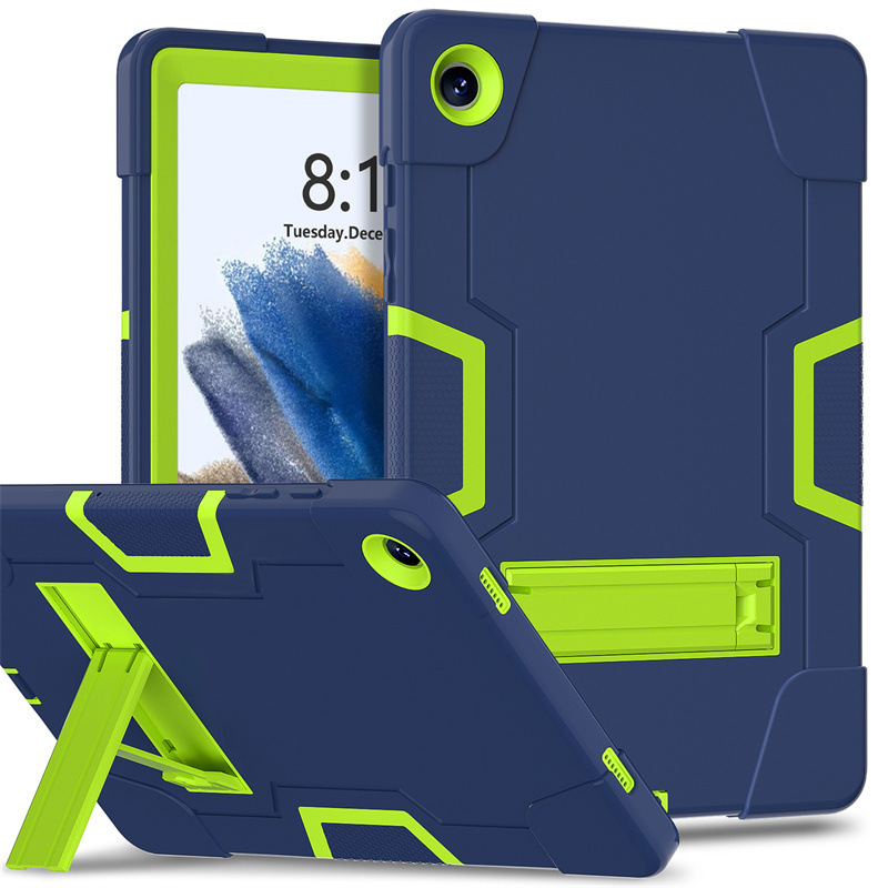 For Samsung Tab A9 X110 Contrast Silicone PC Stand Tablet Case A9Plus X210 Drop-resistant Protective Cover