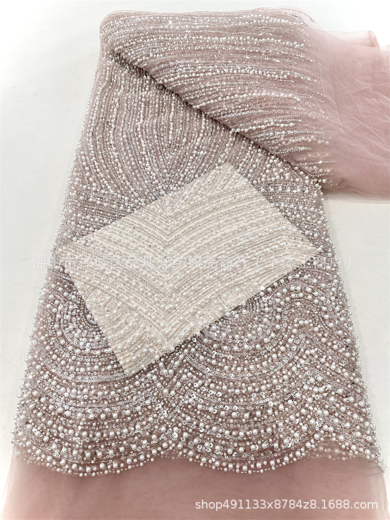 Fabricas de bordado de malla de cuentas pesadas Gao Ding vestido de boda vestido de moda cena vestido de cuentas tela de vestido