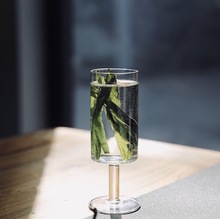 高腳綠茶杯高硼硅玻璃單層杯透明玻璃直筒泡茶杯紅茶泡茶器猴魁杯