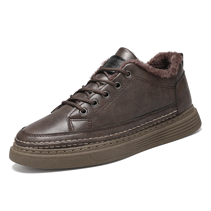 Winter Men's Shoes With Fleece Lining, High-Top Shoes For Men, Trendy And Versatile, Non-Slip And Wear-Resistant, Chef S_vogvips.com