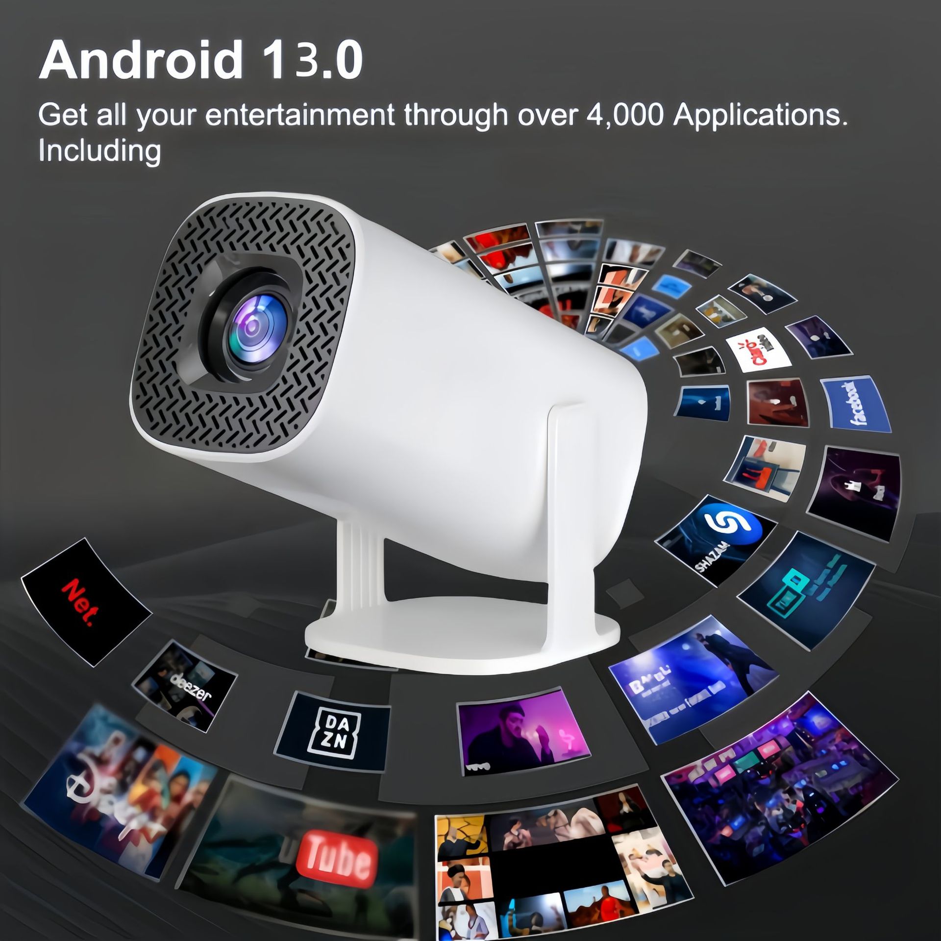 Smart 270° Rotatable Projector Ultra HD 1080P Home Theater Mobile Phone Casting Mini Projector