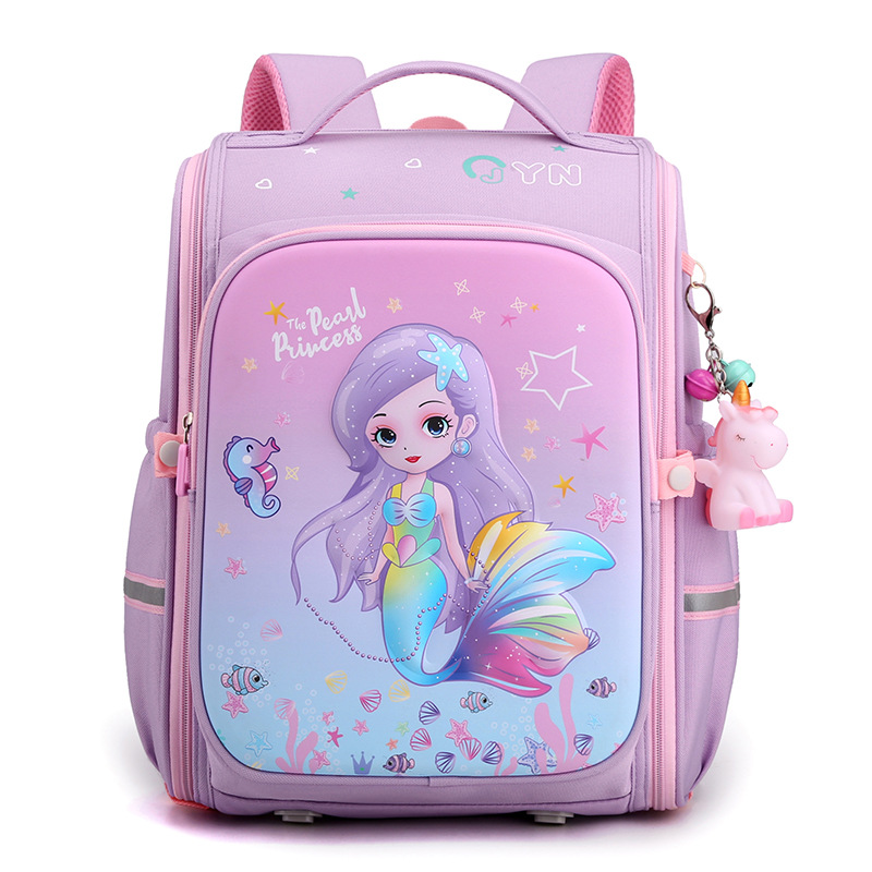 Natural Fish nueva escuela primaria estudiante mochila 2-5 grado chica moda dibujos animados descompresión protección de la columna vertebral entrega transfronteriza