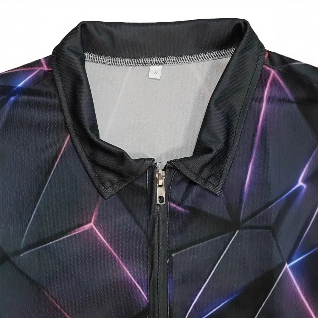 Tendencia de moda tecnología de sentido metálico impresión 3D hombres negocios calle principal malla suelta cremallera transpirable camisa POLO