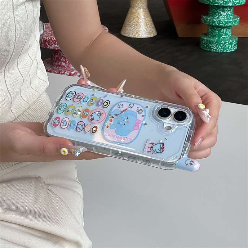 透蓝画画大象立体旋转鼻子适用iPhone17苹果16ProMax手机壳15新款|undefined