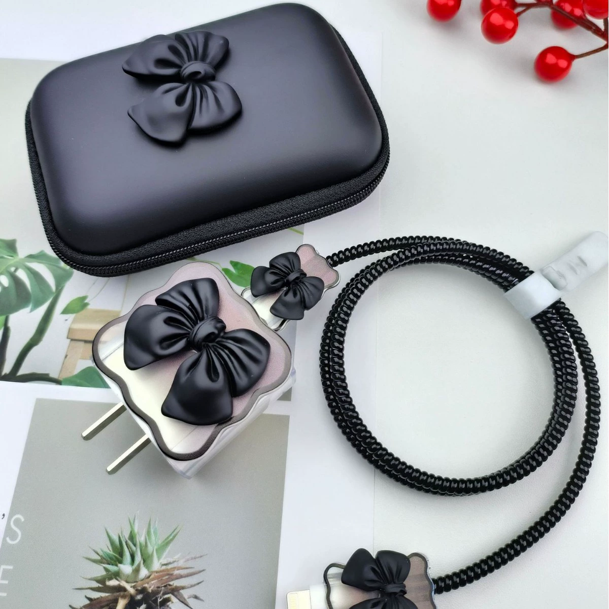 Чехол для зарядного устройства Apple 20W, силиконовый чехол в форме волны и бабочки, портативный и стильный чехол для хранения.