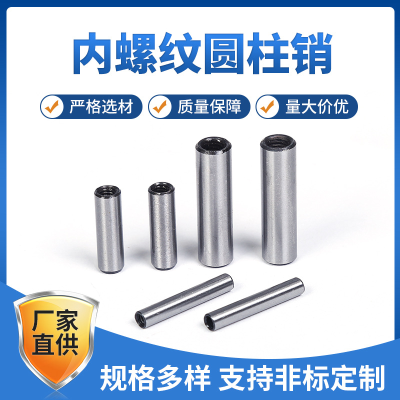 不锈钢内螺纹圆柱销 各种规格定位销钉镀锌齿轮车轴多种材质可选