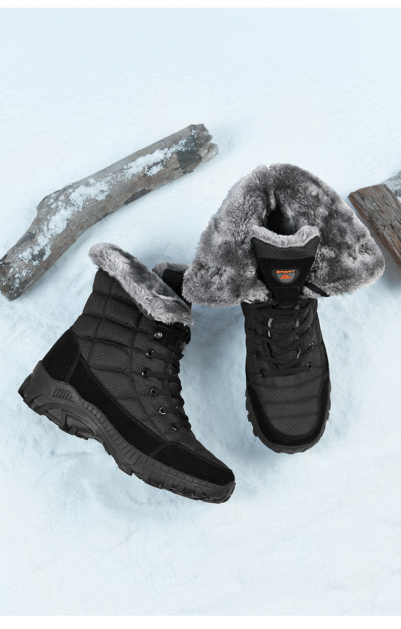 Winter outdoor snow boots High top boots non-slip waterproof warm large size cotton shoes light cold waterproof men's boots_voghion.com
