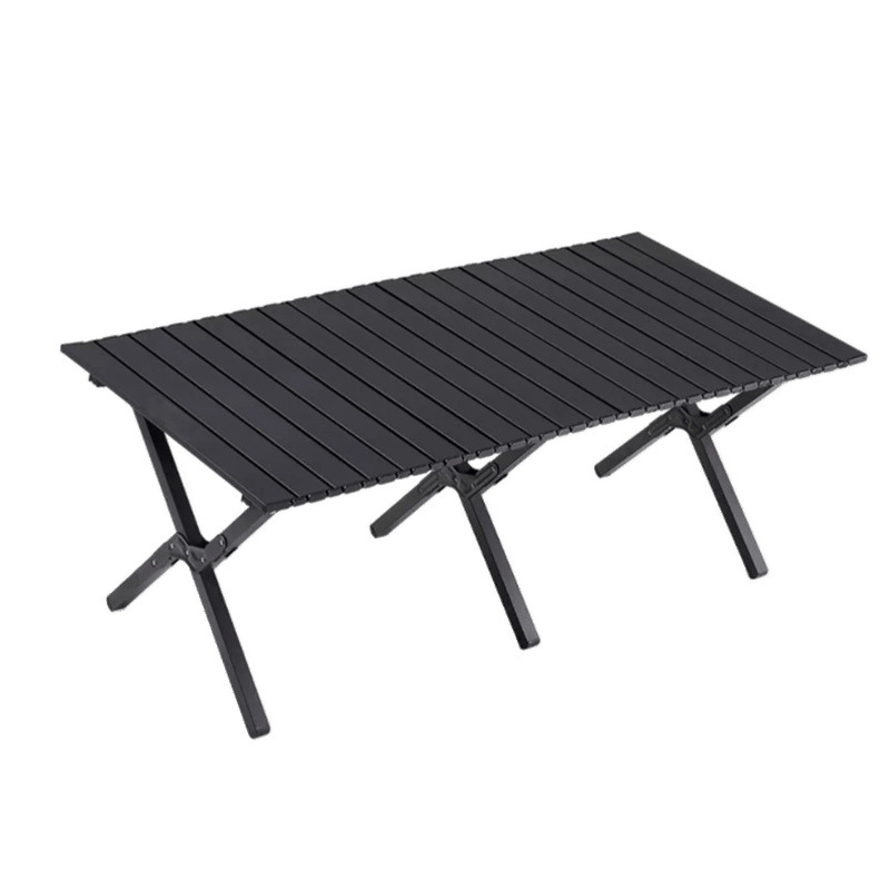 Mesa plegable al aire libre mesa de huevos de acero al carbono portátil negro camping picnic equipo completo mesa y silla