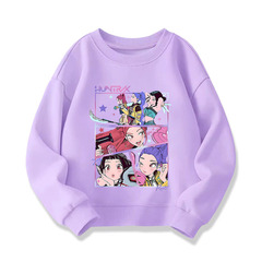 NASA联名猎魔女团Kpop衣服男女童卡通圆领卫衣秋冬加厚儿童上衣服