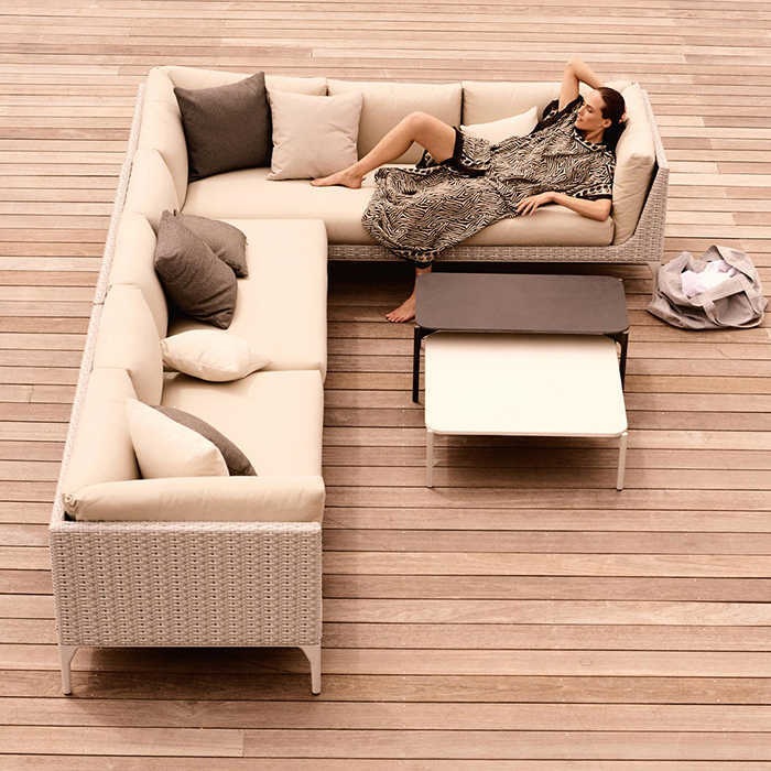 Outdoor sofa for patio, outdoor rattan waterproof and sun-proof balcony leisure rattan sofa set, Nordic outdoor furniture
