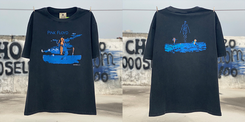 Vintage lavado viejo vintage manga corta marca de moda americana niebla calle suelta VTG casual cuello redondo hombres y mujeres camiseta