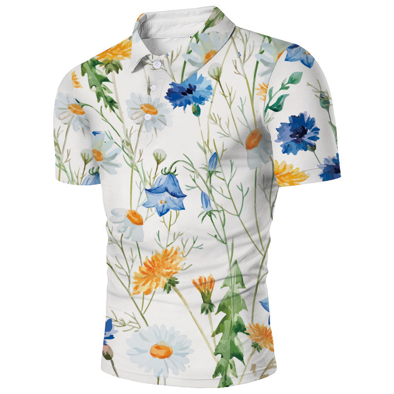 2024 New Cross-Border Printed Short-Sleeved Casual Shirt for Men, Comfortable and Trendy Hawaiian Shirt