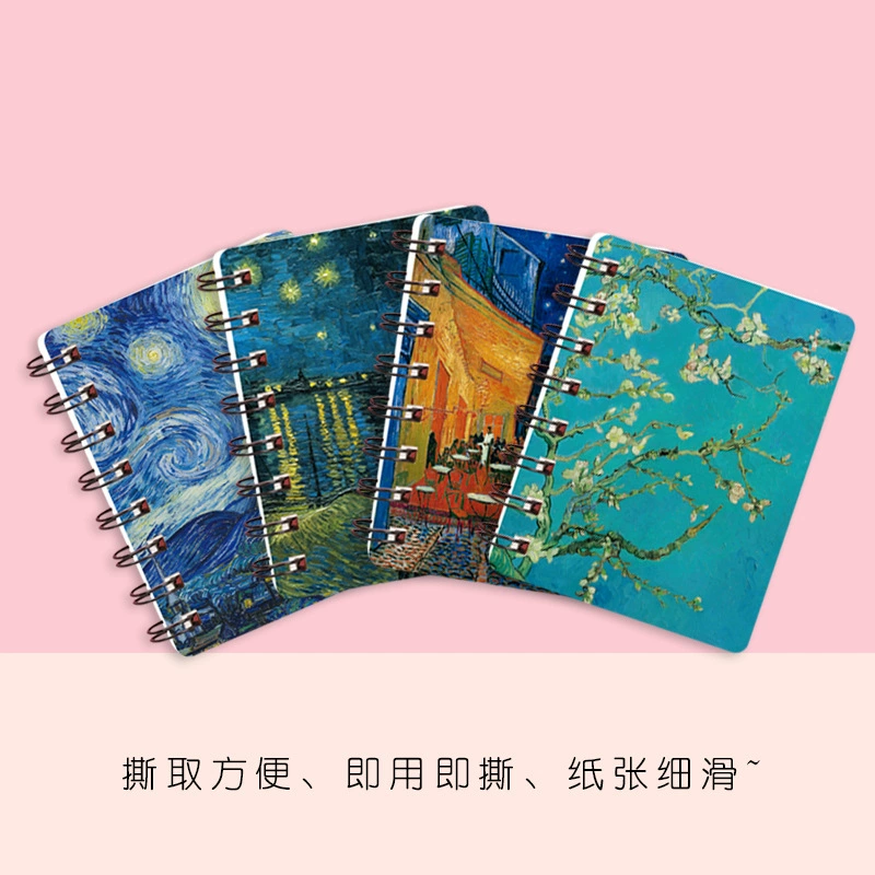 Ван Гог мультипликационный круг книги для студентов мини-портативный маленький ноутбук подарочные канцелярские товары оптовая рисование портативная книга