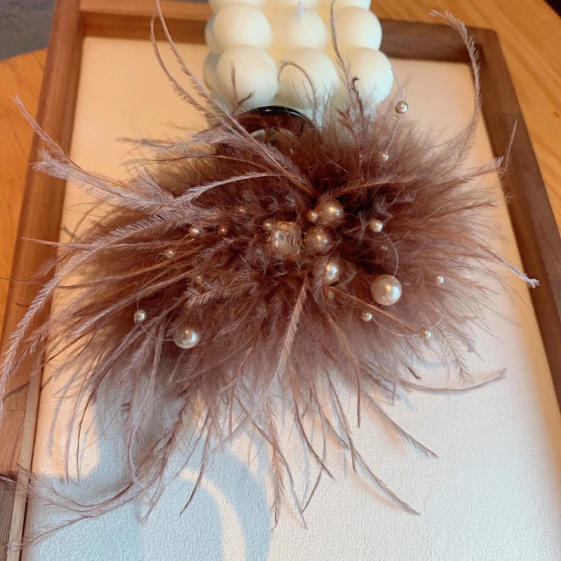 Korean Ostrich Feather Hair Clip for Thin Hair, Autumn and Winter Hair Accessory, Feather Hairpin for the Back of the Head, Large Hair Volume, Spoon-Shaped Hair Clip, Shark Hair Clip Korean Ostrich Feather Hair Clip for Thin Hair, Autumn and Winter Hair Accessory, Feather Hairpin for the Back of the Head, Large Hair Volume, Spoon-Shaped Hair Clip, Shark Hair Clip