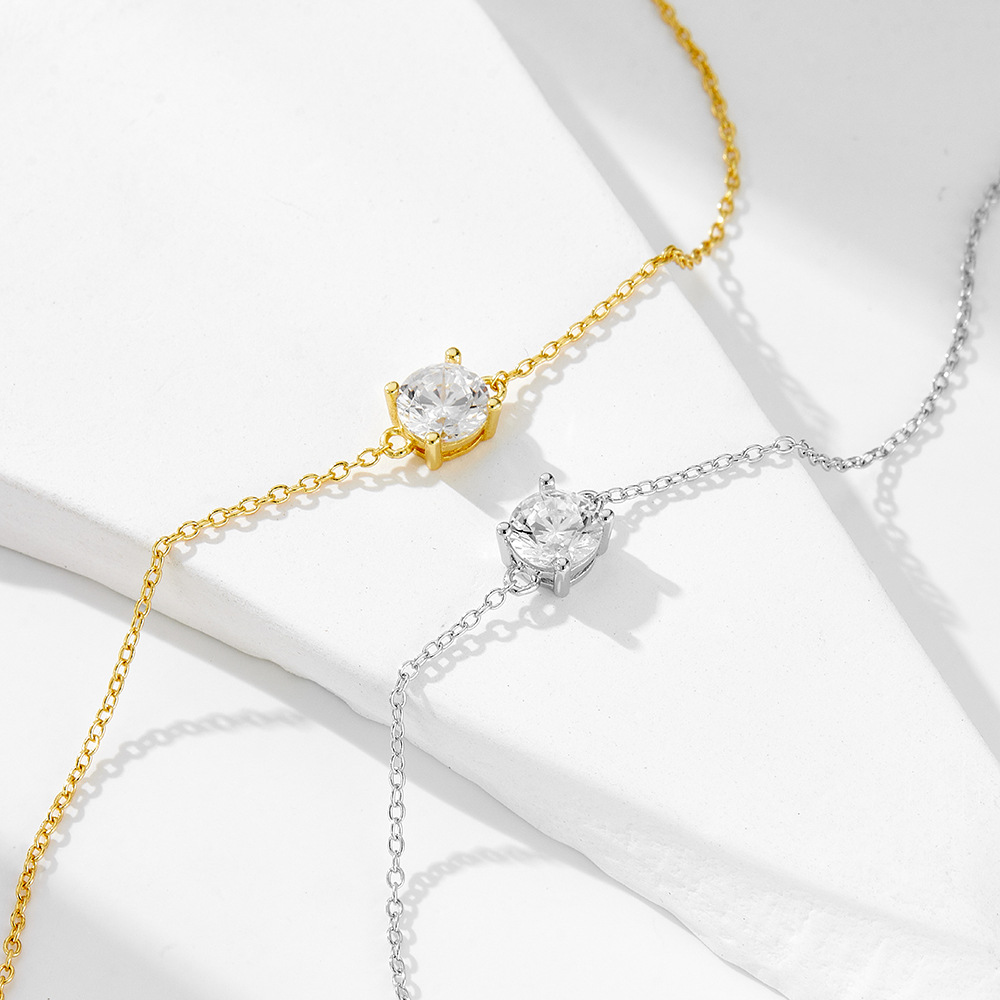 Pulsera de diamante simple básica diaria de plata de ley S925, estilo americano, diseño de nicho, sentido de lujo ligero, accesorios de todo fósforo