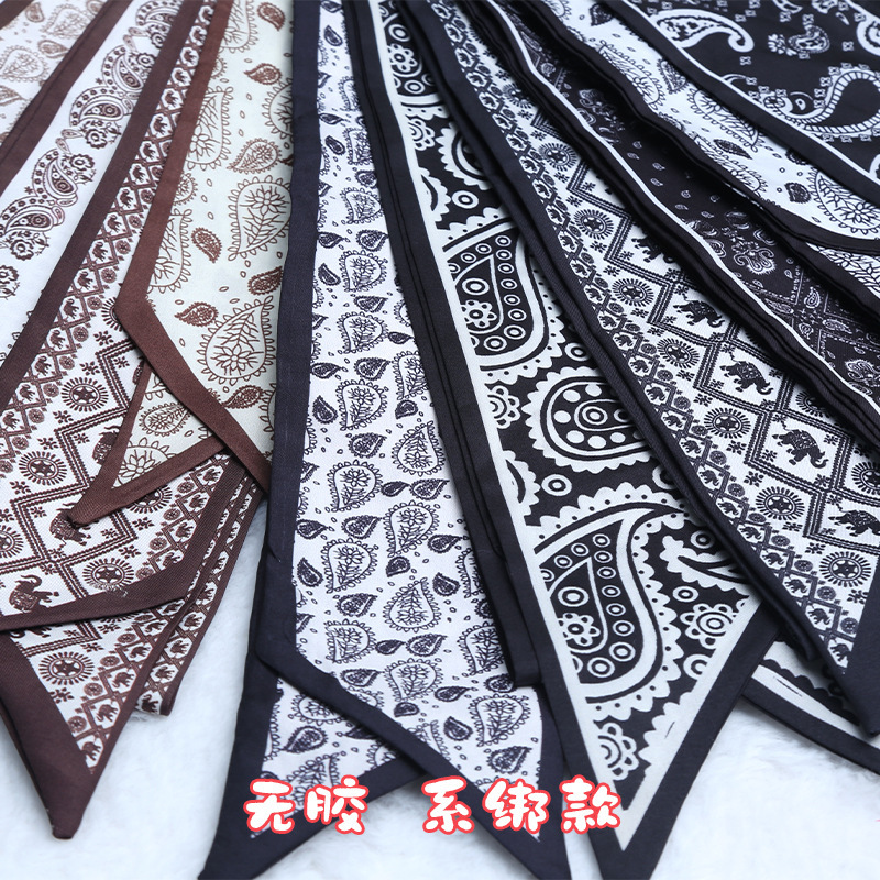New Satin Cashew Flower Long Silk Scarf Multifunctional Hairband Belt Bag Ribbon Clothing Bag Decoration Ribbon