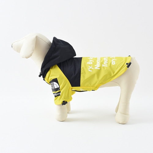 Cross-border new pet clothes, dog jacket, rainproof, breathable, two-legged hooded clothing, one piece drop shipping