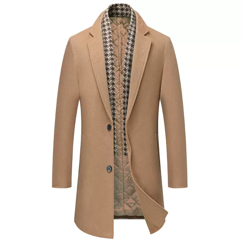 2022年新款跨境中年男士中长款加厚羊毛呢子大衣外套风衣【2206】