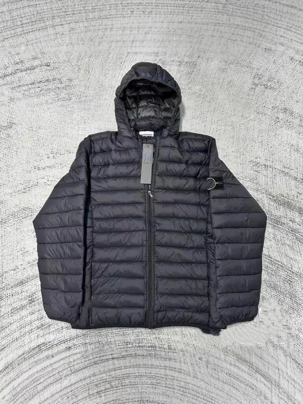 Cross-border STONE trendy brand, classic embroidered sleeve patch, down jacket, hooded zip-up outerwear, unisex style Cross-border STONE trendy brand, classic embroidered sleeve patch, down jacket, hooded zip-up outerwear, unisex style