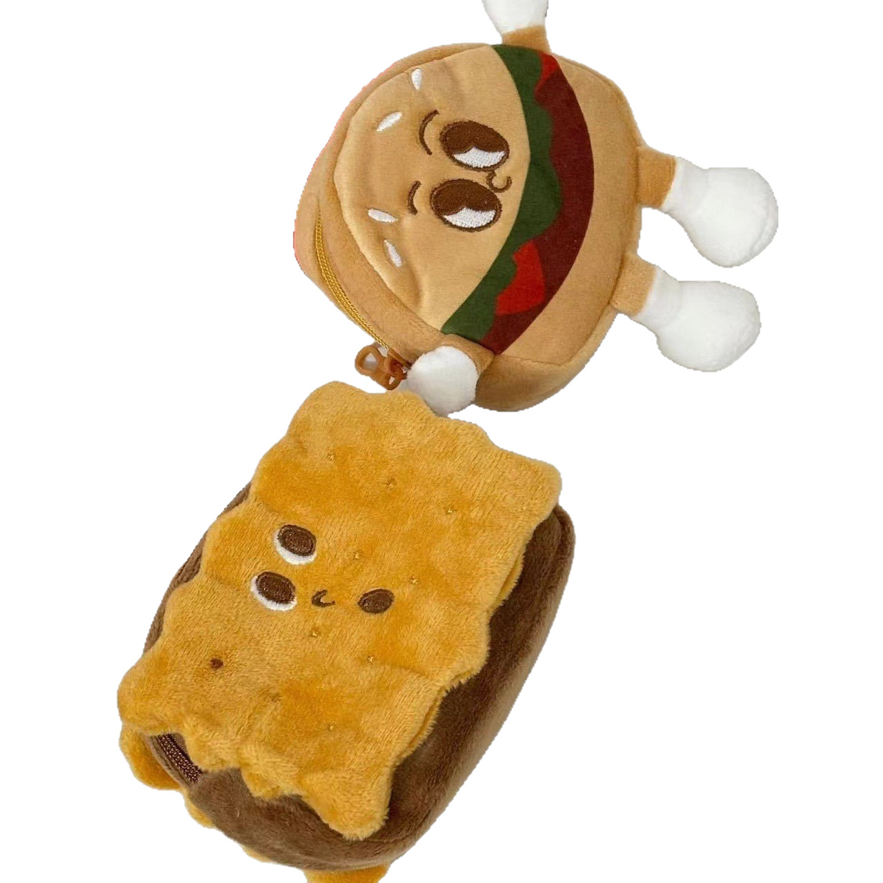 Ins lindo dibujo animado Hamburgo cambio de auriculares bolsa de almacenamiento versátil nuevo bolso colgante japonés llavero alto valor facial