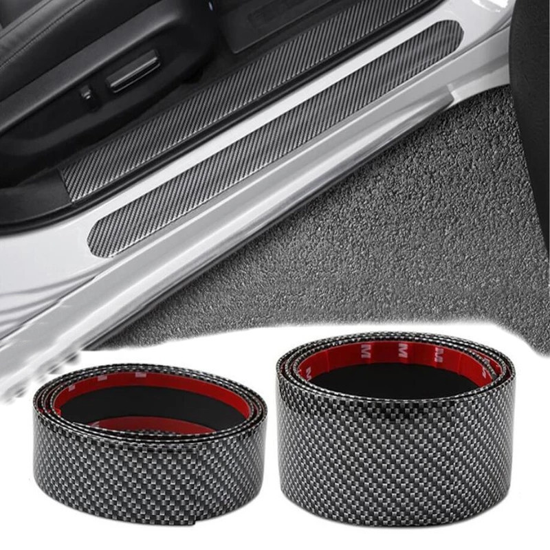 Car Door Sill Strip Anti-trampling Sticker Universal Car Pedal Decorative Strip Carbon Fiber Pattern Bumper Door Edge Anti-collision Sticker