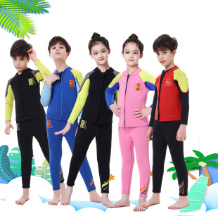 New Children's Diving Suit Set 2.5mm Split Warm Swimwear Long Sleeve Trousers Surf Suit for Boys and Girls R025