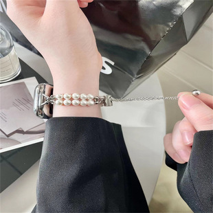 S10 Apple Watch Applewatch9 Watch with Double Row Pearl iwatch8/7/se Generation Adjustable