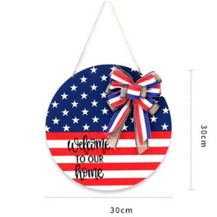 Трансграничная деревянная круглая бирка День независимости США круглая деревянная дверь украшение круглая бирка