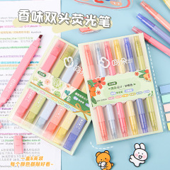 Eye-friendly Colorful Highlighter Set for Students: Scented Soft-Tip Markers with Dual Tips for Journaling and Note-Taking