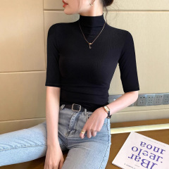 モーダルミッドスリーブTシャツレディース5分袖インナーレイヤリングシャツ2025春新作5分袖薄手トップス半袖