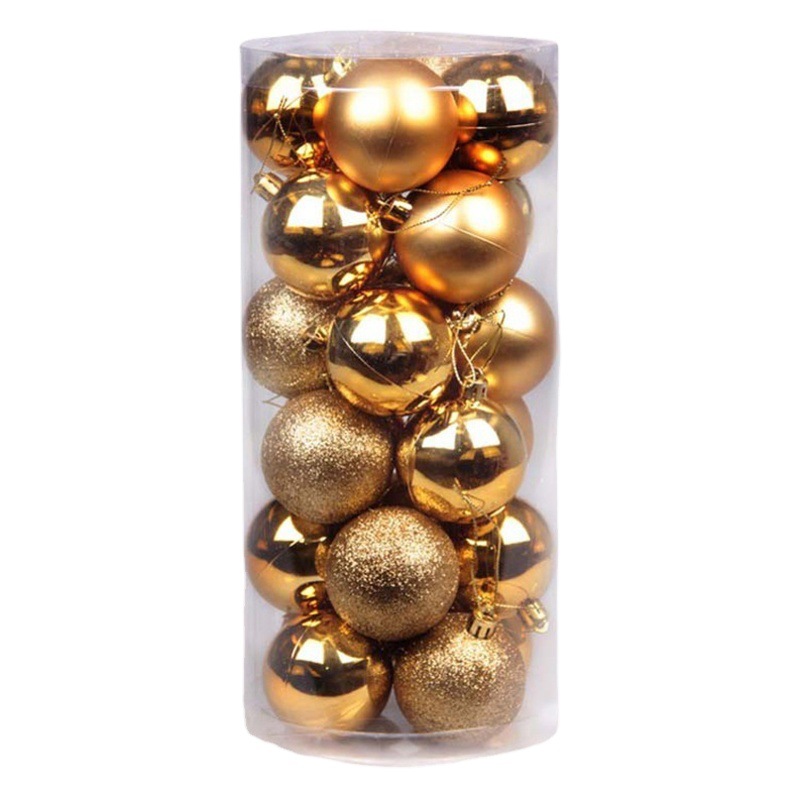 En stock suministro 24 bolas de Navidad de barril creativo bolas decorativas de Navidad bolas de plástico mate al por mayor regalos de Navidad