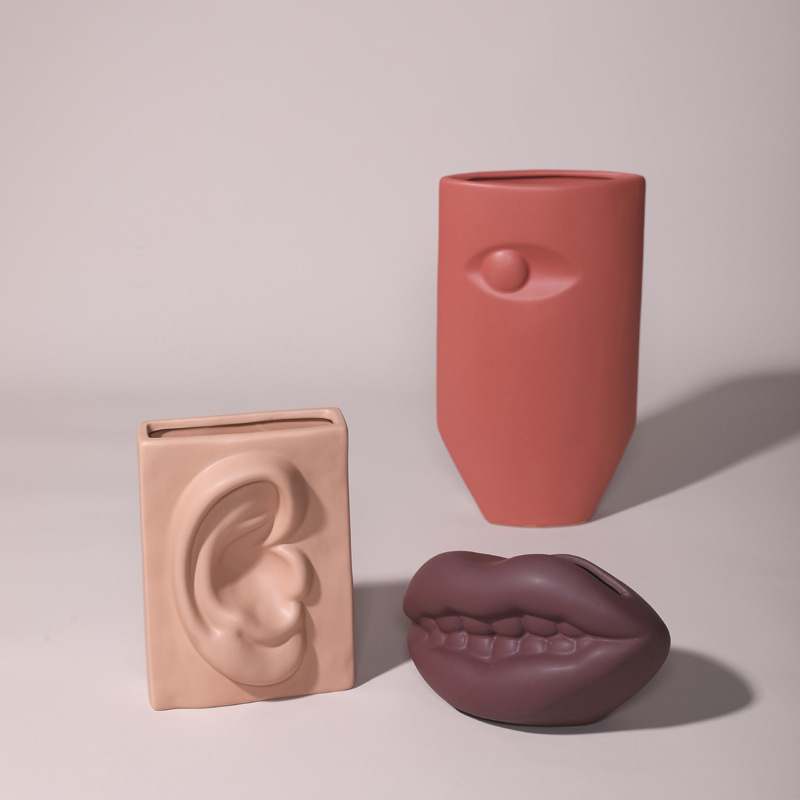 Florero de cerámica decoración sala de estar arreglo de flores Arte Abstracto TV gabinete pasillo mesa de comedor Nordic decoración del hogar flor dispositivo