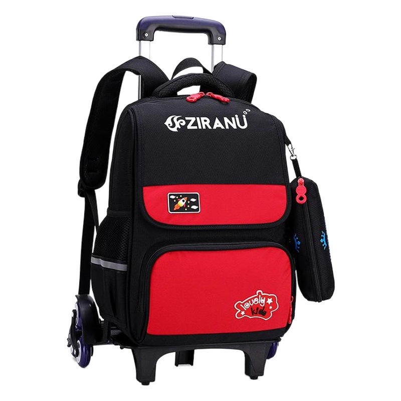 Pescado natural estudiante de la escuela primaria trolley mochila 3-6 grado niño ligero reducción de la carga de protección de la columna vertebral mochila