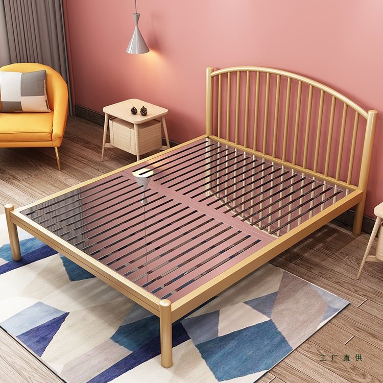 Eco-Friendly Thickened 304 Stainless Steel Bed 1.5m 1.8m Double Bed 1.2m Single Modern Simple Iron Steel Frame Bed