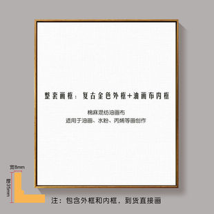 Oil Painting Frame with Blank Canvas Oil Canvas Wall Hanging Linen with Outer Frame Free Mounting Acrylic Oil with Frame Living Room Custom-Made/