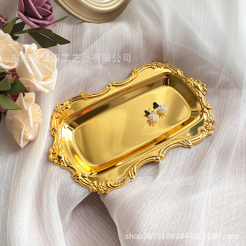 Rectangular de estilo europeo bandeja de merienda de frutas secas decoración de la Mesa Hotel servilleta toalla plato joyería bandeja de almacenamiento