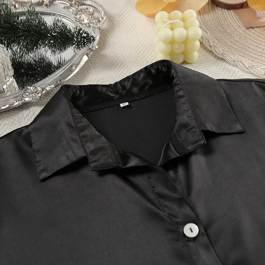 2024 Herbst Schwarz Tintin Gespleißt Feder Nachtwäsche Zwei Stück Set Lose Langarm Hosen frauen Hause Kleidung_voghion.com