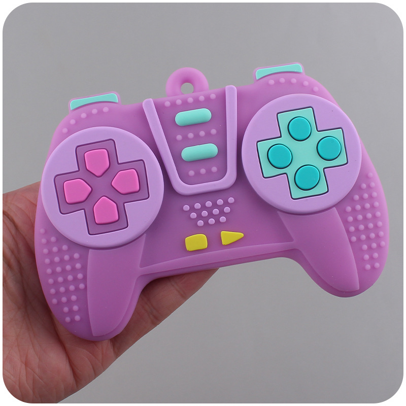 Nuevo bebé suministros de dibujos animados juego mango mordedor bebé creativo silicona mordedura pegamento teether palo juguete