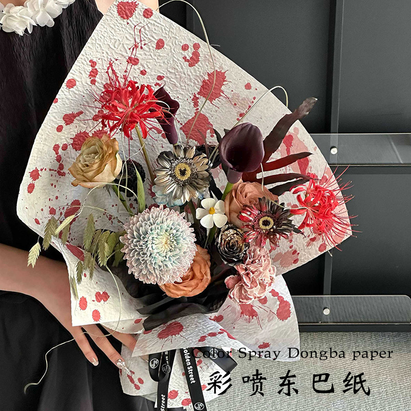 Huaxi color pulverizado papel Dongba espeso papel de flores rasgado mano papel de embalaje floral ramo de flores embalaje de regalo DIY