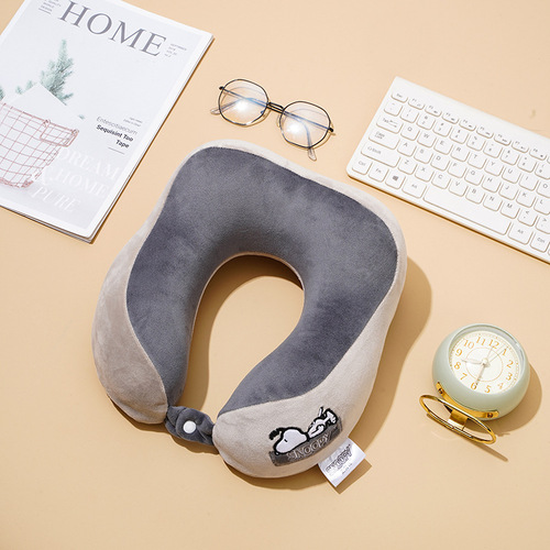 Official Snoopy Embroidered Memory Foam U-shaped Pillow Portable Aircraft Neck Protector Travel Pillow Neck Protector Pillow