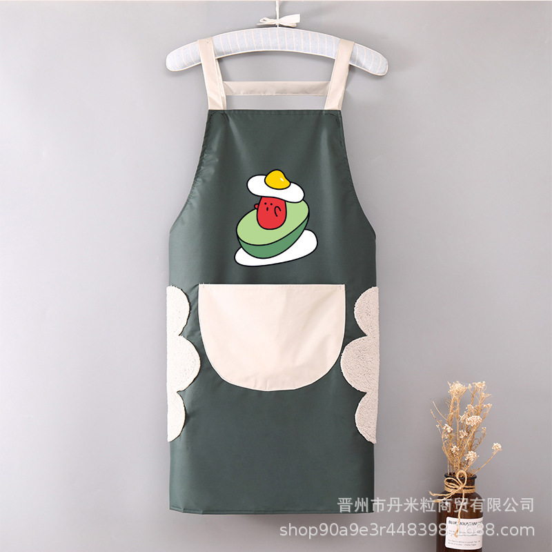 エプロン家庭用キッチン防水防油女性かわいい洋気料理仕事大人の腰を囲んで汚れに強い作業服を決めた|undefined