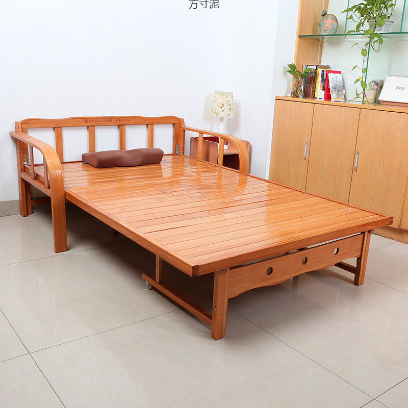可折叠沙发床两用双人单人多功能竹床客厅家用经济型推拉简易凉床|undefined