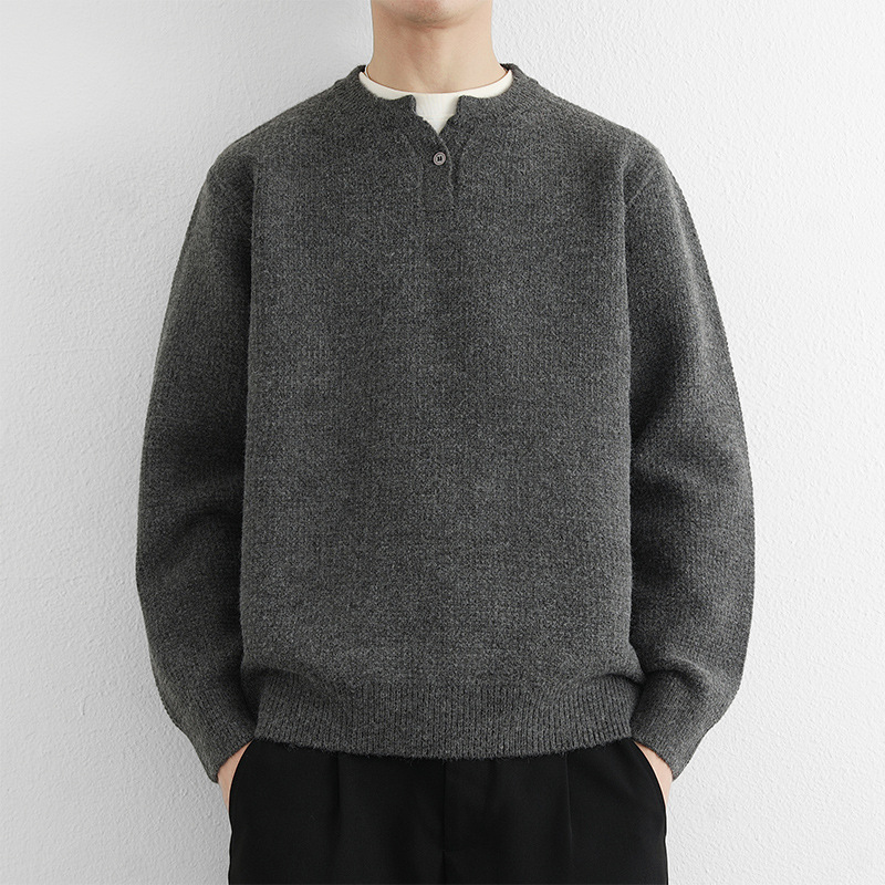 Lo615 One-Piece Velvet Knitwear Men's Autumn and Winter Bottoming Knitwear Knitwear Plus Velvet Round Neck Knitwear